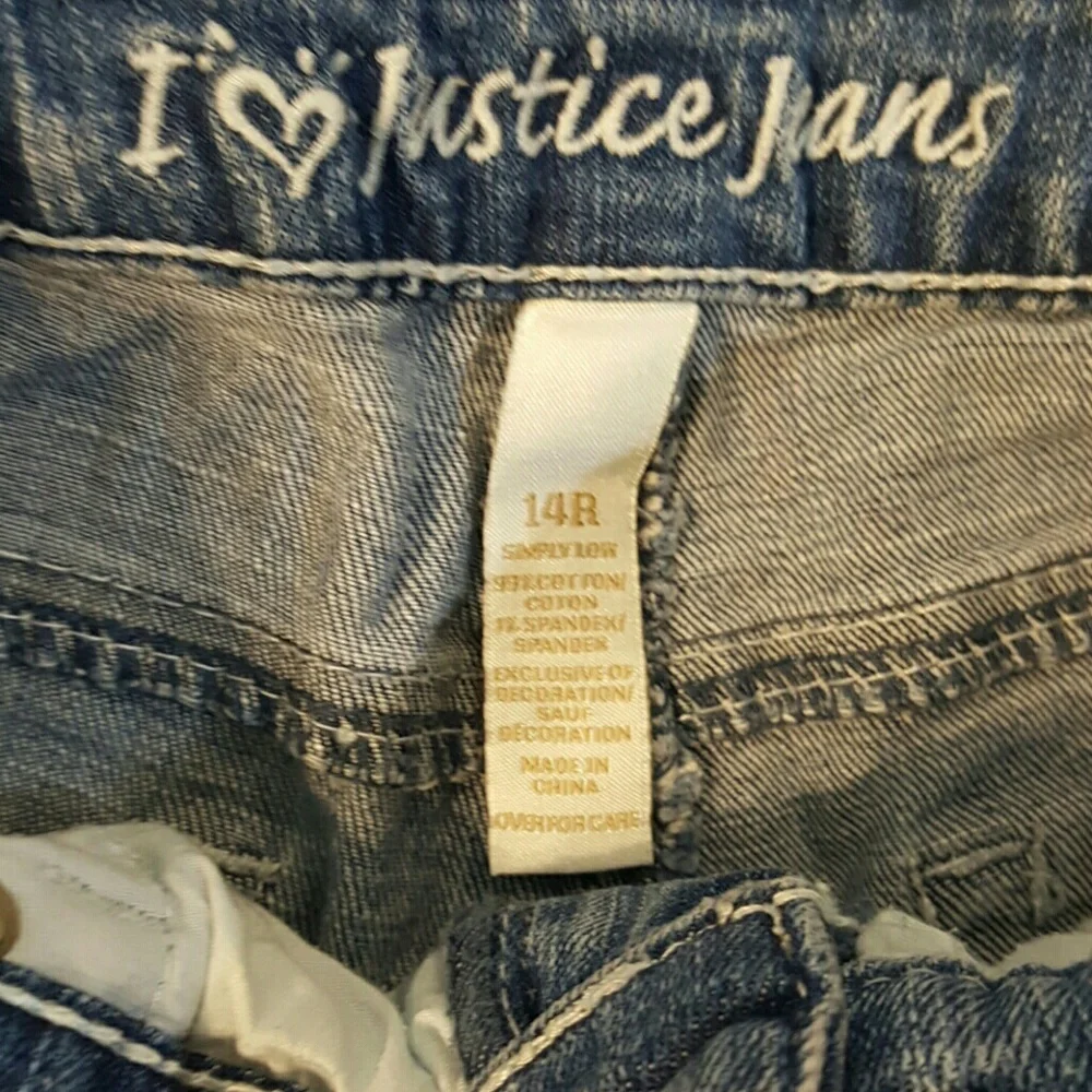 Bundle Lot 2 Justice girl jeans and capri blue size 14R